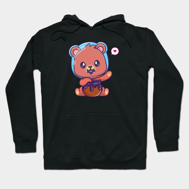 Cute Bear Eating Honey Cartoon Hoodie by Catalyst Labs